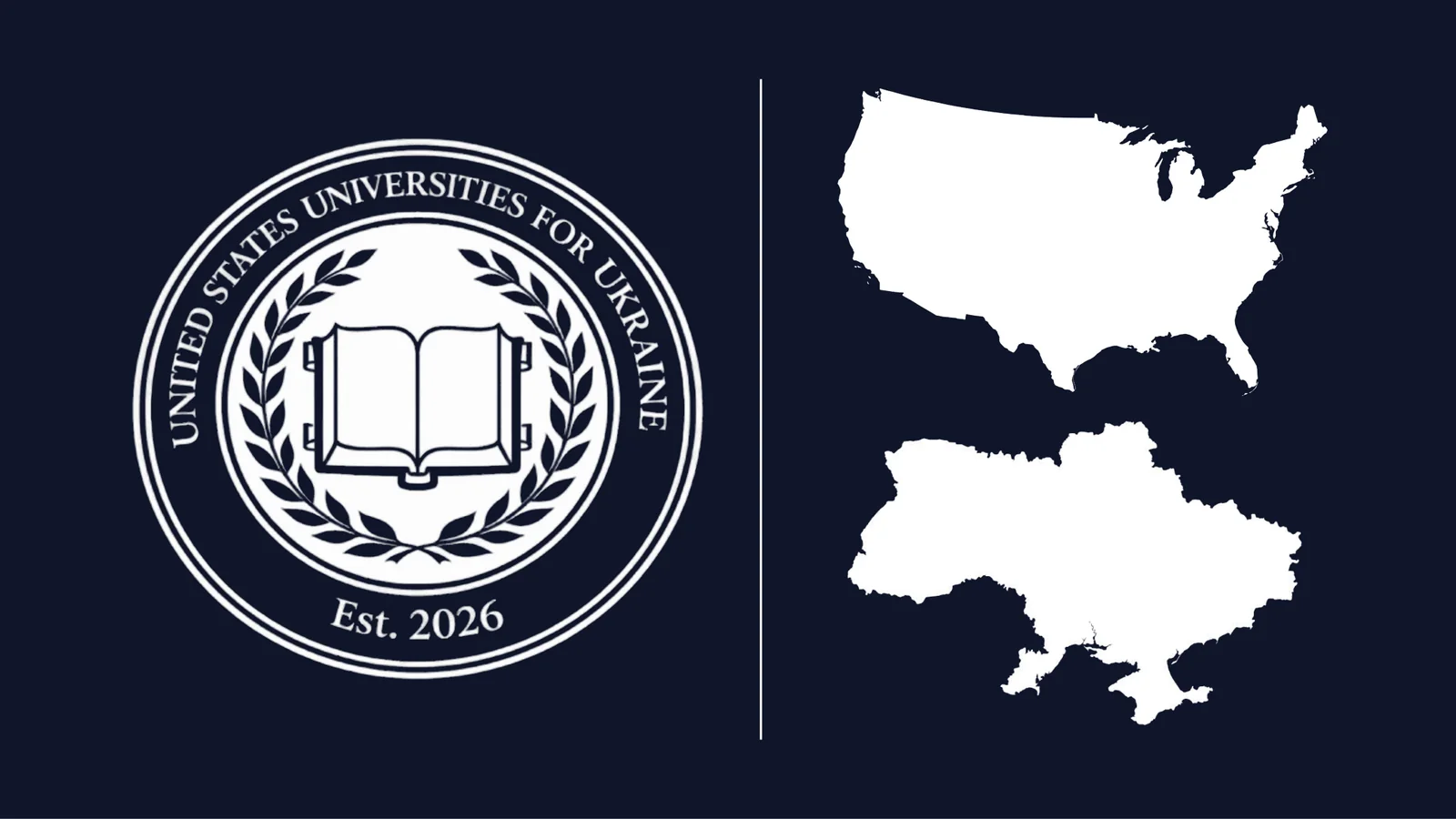 The USUFU seal beside the outlines of the United States and Ukraine