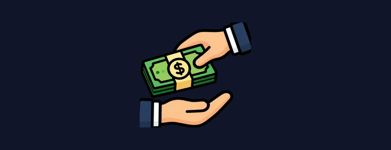 One hand passing banknotes into another