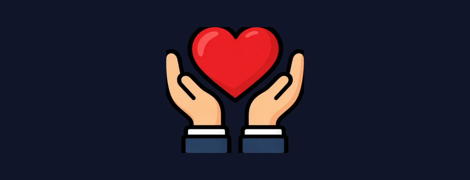 Two open hands holding a heart